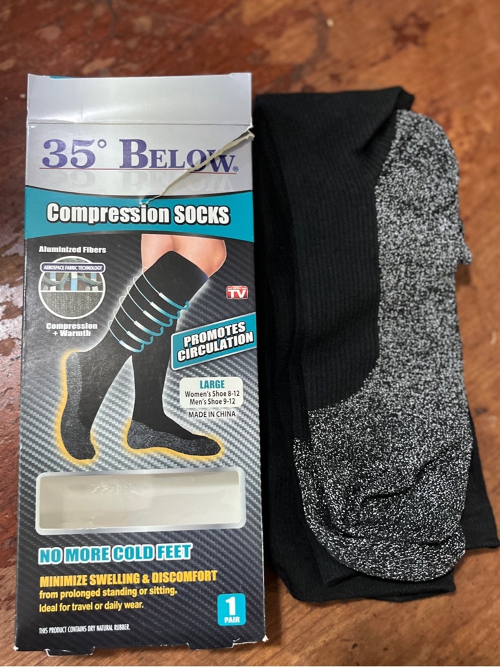 Women’s Black Compression Socks Large cold feet size 8-12 black swelling circu